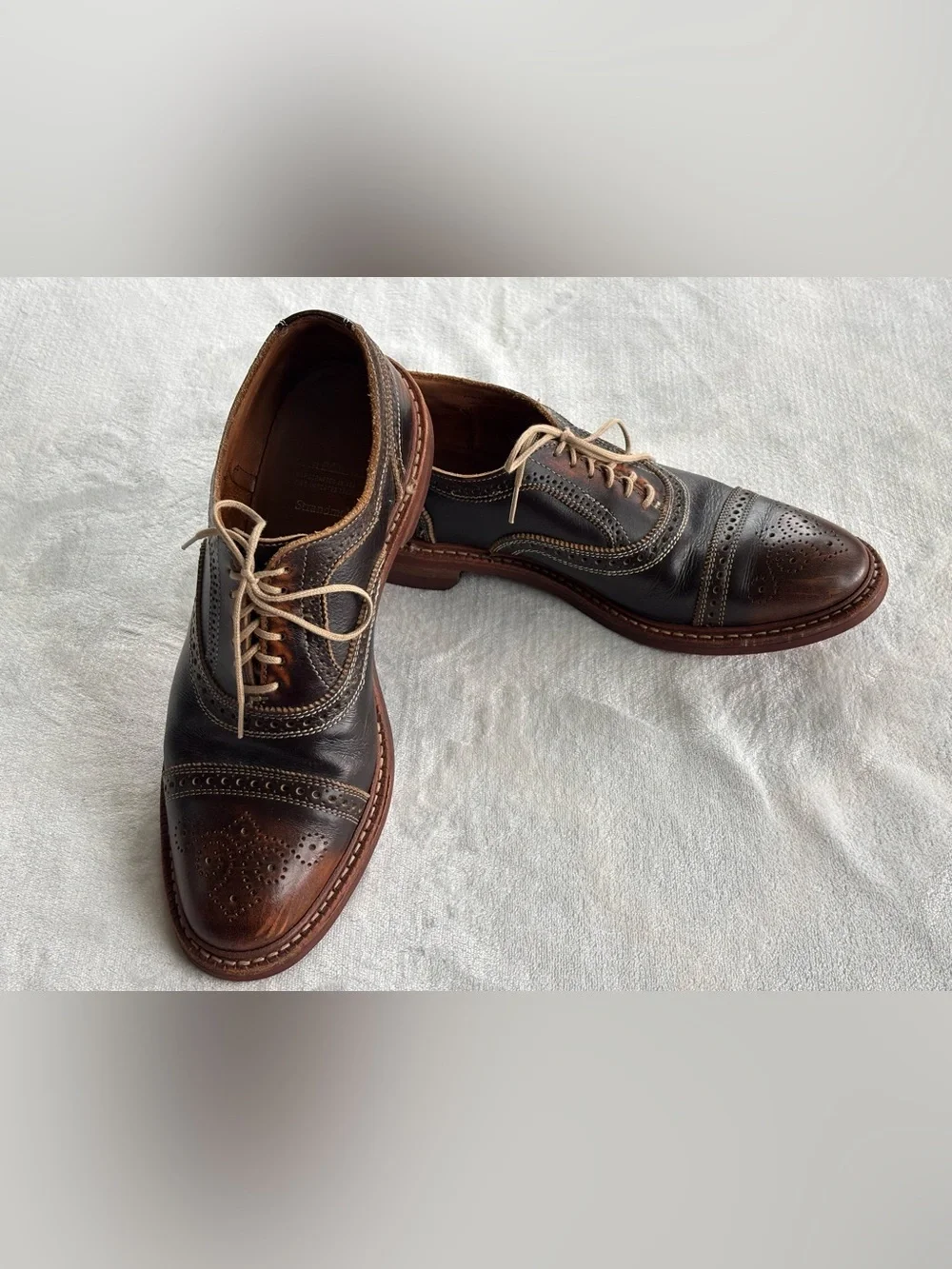 Allen Edmonds Strandmok Cap Toe Brogue Heritage Dark Brown Oxfords Size10/10,5